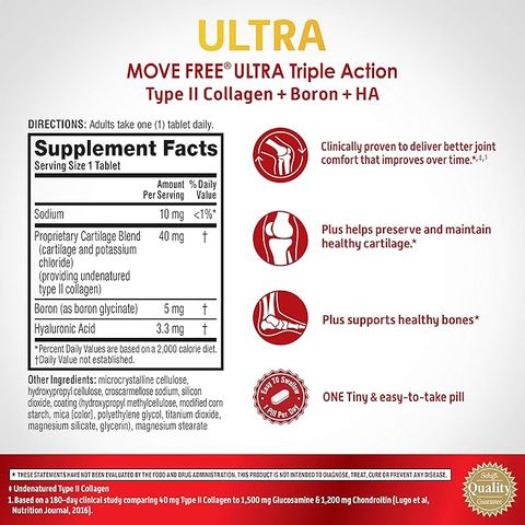 Viên bổ khớp Move Free Ultra Triple Action 75 viên - Giải pháp hỗ trợ xương khớp hiệu quả, tăng cường sức khỏe và linh hoạt cho cơ thể
