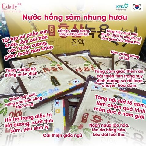 Nước Hồng Sâm Nhung Hươu Edally HWA PYUNG 50ml - Tăng Cường Sức Khỏe, Cải Thiện Trí Nhớ và Giấc Ngủ, Hỗ Trợ Sinh Lý Nam Nữ