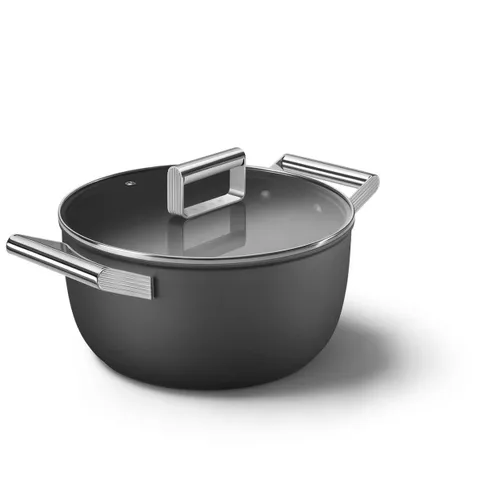 Nồi Smeg Casserole CKFC2411BLM 4.7L - Nồi Nấu Cao Cấp Made in Italia, Chống Dính PTFE, Đáy Tản Nhiệt Đồng Đều