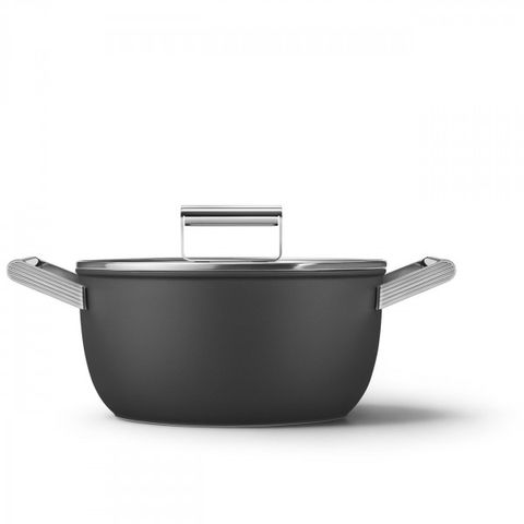 Nồi Smeg Casserole CKFC2411BLM 4.7L - Nồi Nấu Cao Cấp Made in Italia, Chống Dính PTFE, Đáy Tản Nhiệt Đồng Đều