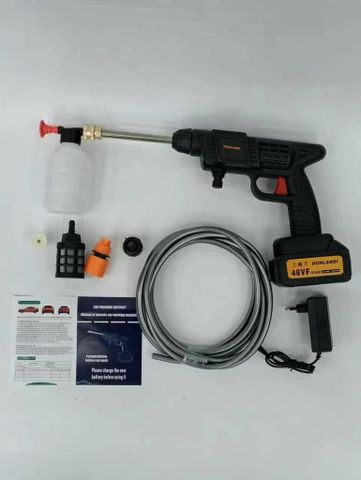 Máy Xịt Rửa Xe Cầm Tay DUNLANDI 48VF - Pin Sạc Tiện Lợi, Áp Lực Cao, Vệ Sinh Xe và Sân Vườn Hiệu Quả