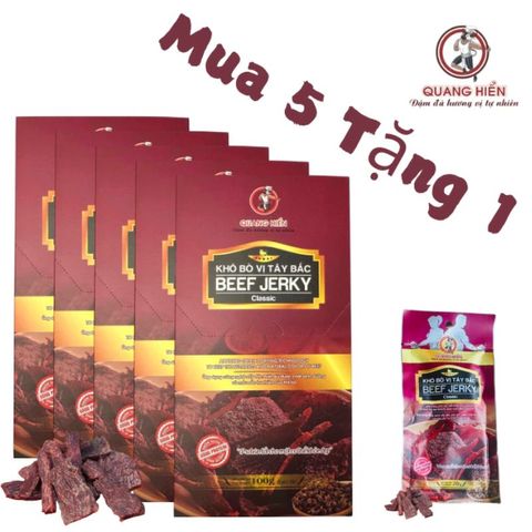 Khô Bò Tây Bắc Quang Hiển 100g - Mua 5 Tặng 1, Thịt Bò Khô Hương Vị Nguyên Bản, Thơm Ngon, Snack Đặc Sản Việt Nam