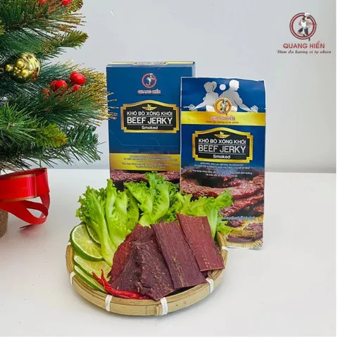 Khô Bò Xông Khói Quang Hiển 100g - Thịt Bò Đậm Đà, Thơm Ngon Tự Nhiên, Snack Ngon Miệng, Quà Biếu Ý Nghĩa