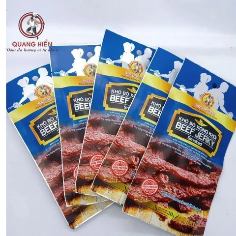 Khô Bò Xông Khói Quang Hiển 20g - Snack Đậm Đà Thơm Ngon, Hương Vị Tự Nhiên, Tiện Lợi Mang Theo