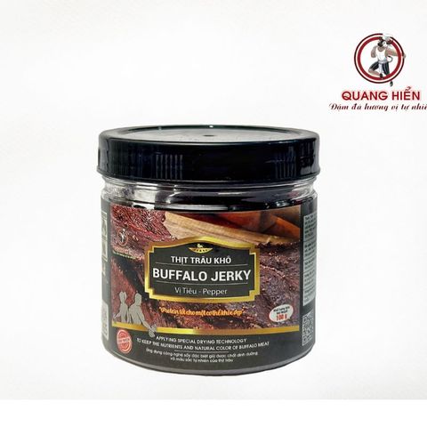 Khô Trâu Vị Tiêu Buffalo Jerky 100g - Đồ Ăn Vặt Ngon, Thơm Ngon Tự Nhiên Từ Quang Hiển, Dinh Dưỡng Cho Người Ăn Kiêng