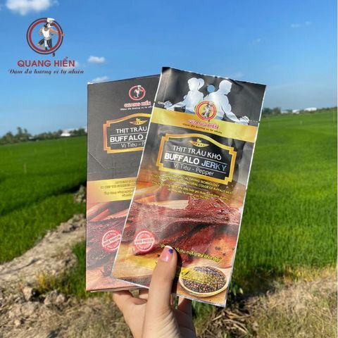 Khô Trâu Vị Tiêu Quang Hiển 100g - Thịt Trâu Cay Ngọt Bổ Dưỡng, Đồ Ăn Vặt Tự Nhiên, Phù Hợp Với Người Ăn Kiêng