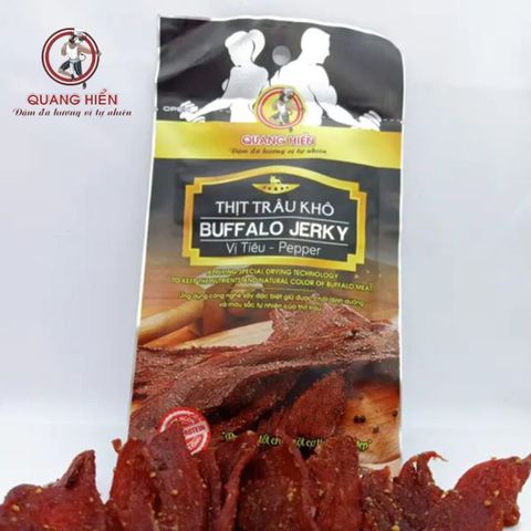 Khô Trâu Vị Tiêu Quang Hiển 100g - Thịt Trâu Cay Ngọt Bổ Dưỡng, Đồ Ăn Vặt Tự Nhiên, Phù Hợp Với Người Ăn Kiêng