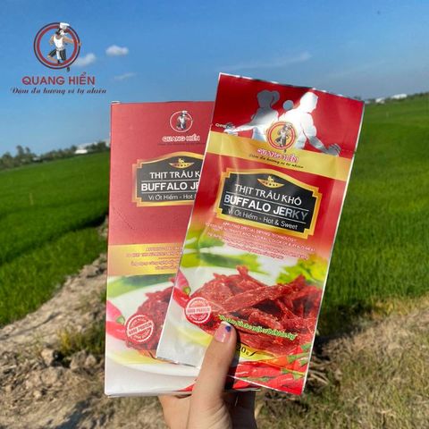 Khô Trâu Vị Ớt Hiểm Quang Hiển - Buffalo Jerky Hộp 100g Ngon Miệng, Cay Ngọt Cho Người Yêu Thích Đồ Ăn Vặt Việt Nam