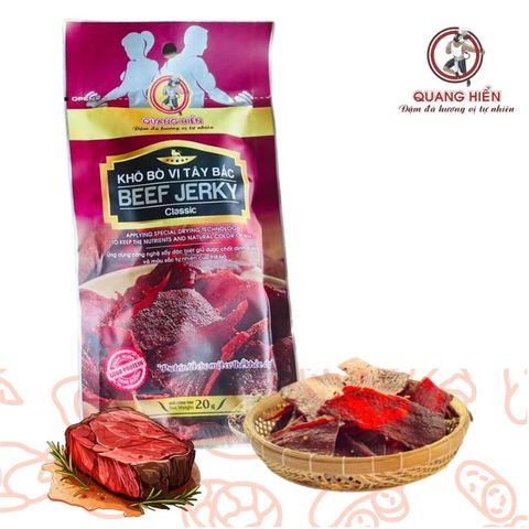 Khô Bò Tây Bắc Beef Jerky Classic Quang Hiển - Mua 5 Tặng 1, Hũ 100g Thơm Ngon, Món Ăn Vặt Hoàn Hảo, Quà Biếu Sang Trọng