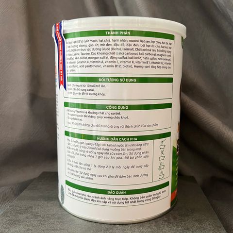 Sữa hạt xương khớp Nutrimilk Canxi Nano 900g - Bổ sung canxi hữu cơ, hỗ trợ sức khỏe xương khớp cho mọi lứa tuổi