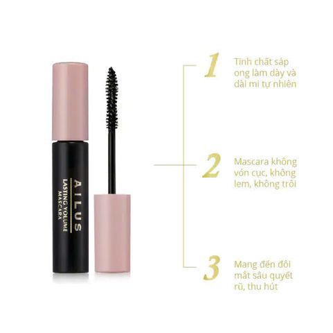 Mascara Naris Ailus Volume - Dưỡng Dày Dài Mi Chống Rụng, Hiệu Ứng 3D, Dung Tích 10g, Hàng Nhật Chính Hãng