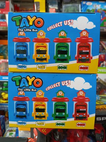 Bộ Đồ Chơi 4 Xe Ô Tô Bus Tayo Chạy Bằng Đà - Nhà Đẩy Xe Dễ Thương, Đồ Chơi Phát Triển Kỹ Năng Cho Trẻ 3 Tuổi Trở Lên