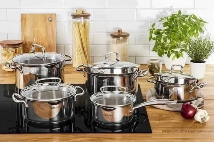 Bộ 5 Nồi Inox Cao Cấp Tefal Duetto Plus G719SA55 - Bạch Kim, Chống Gỉ, Để Sử Dụng Trên Mọi Loại Bếp, Dễ Dàng Vệ Sinh