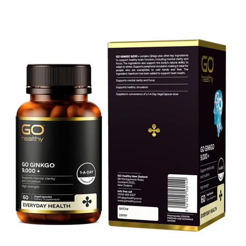 Viên uống Bổ Não Ginkgo New Zealand GO Ginkgo 9000+ 60 Viên - Hỗ Trợ Tăng Cường Trí Nhớ và Tập Trung hiệu quả