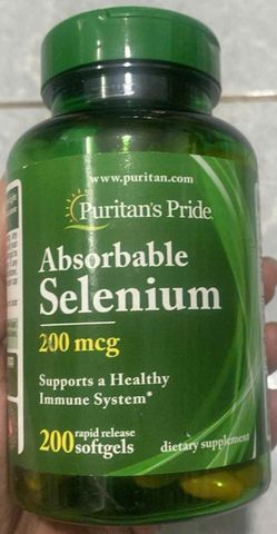 Viên uống Selen hấp thu 200mcg Puritan's Pride 200 viên - Tăng cường miễn dịch, hỗ trợ chức năng tuyến giáp từ Mỹ
