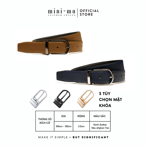 Thắt Lưng Nam MINI-MO Da Bò SAFFIANO Hai Mặt Hai Màu Khóa Xoay Cao Cấp - Phụ Kiện Thời Trang Nam Đẳng Cấp