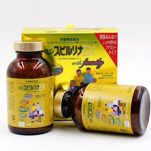 Tảo vàng Spirulina EX Nhật Bản - Hộp 2 lọ 2000 viên - Tăng cường sức khỏe và miễn dịch, bổ sung dinh dưỡng cho mọi lứa tuổi