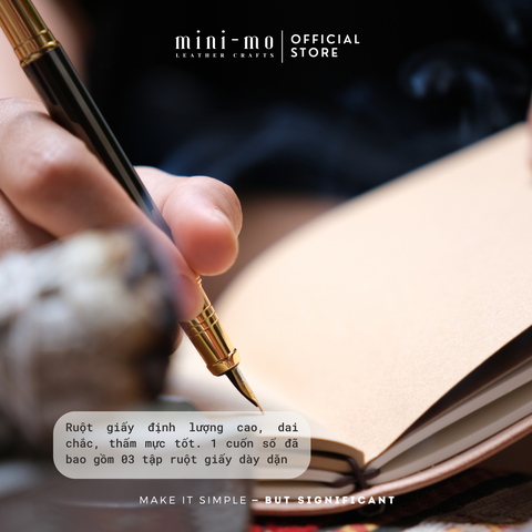 Sổ Tay Mini-mo Classic A5 Bìa Da Bò VEG TAN Nhuộm Màu Thủ Công - Sáng Tạo, Sang Trọng, Quà Tặng Độc Đáo