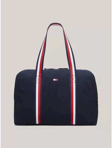 Túi Du Lịch Tommy Canvas Unisex - Siêu Bền, Tiện Lợi Cho Du Lịch & Tập Gym, Màu Xanh Đỏ Trắng, Kích Thước Trung 43x30x20 cm