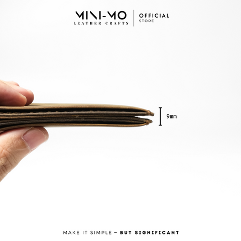 Ví Nam Dáng Đứng MINI-MO Da Bò Sáp Crazy Horse - Bóp 6 Ngăn Thẻ Sang Trọng và Thanh Lịch cho Phong Cách Nam Nổi Bật