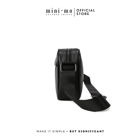 Túi Đeo Chéo Da Bò MINI-MO Unisex Vân Hạt, Dáng Hộp Thời Trang Chống Thấm, Phụ Kiện Cao Cấp cho Nam Nữ