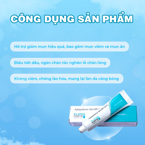 Gel Bôi Ngoài KLena Forte 0.3% Ngừa Mụn Ẩn, Trị Mụn Viêm và Dưỡng Da - 15g
