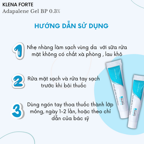 Gel Bôi Ngoài KLena Forte 0.3% Ngừa Mụn Ẩn, Trị Mụn Viêm và Dưỡng Da - 15g