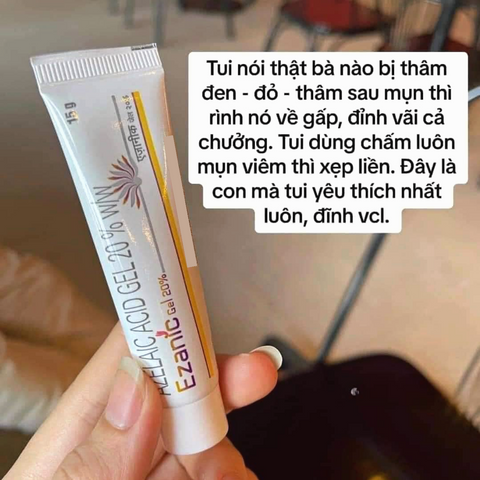 Gel Azelaic Acid 20% Ezanic - Trị Mụn, Mờ Thâm Hiệu Quả, Dưỡng Ẩm Da Dầu, Giảm Sừng Già, 15g