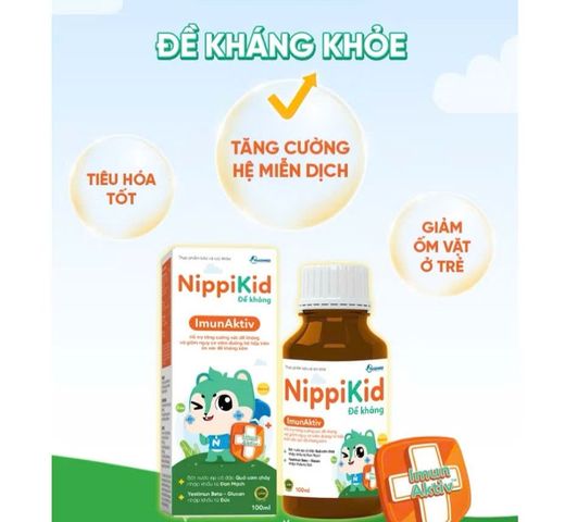 Siro NippiKid ImunAktiv Tăng Cường Đề Kháng Cho Bé 100ml - Giúp Ngăn Ngừa Viêm Đường Hô Hấp, Hỗ Trợ Sức Khỏe Trẻ Em