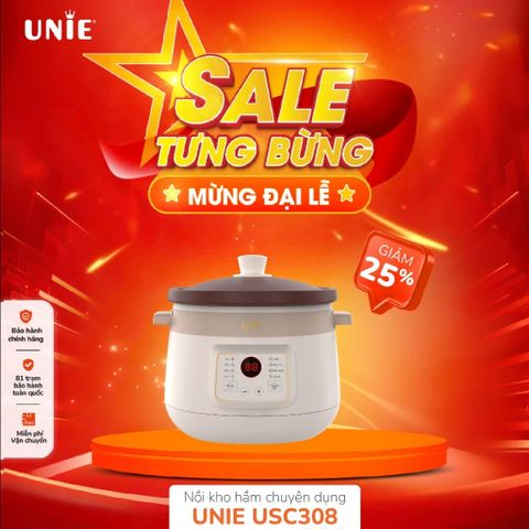 Nồi Kho Hầm Đa Năng 3L Unie USC308, Lòng Gốm Tử Sa Cao Cấp, 8 Chức Năng, Bảo Hành 12 Tháng, Hàng Chính Hãng