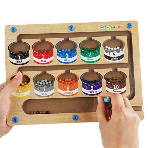 Bảng Gỗ Montessori Phân Biệt Màu Sắc và Số Đếm 30x22 cm - Đồ Chơi Học Tập Cho Trẻ Từ 3 Tuổi
