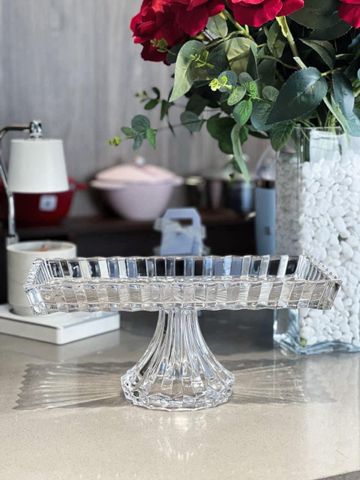 Chân bồng pha lê chữ nhật Vessen 35cm - Đồ phục vụ món tráng miệng sang trọng cho tiệc tùng và lễ hội