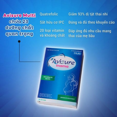 Vitamin Tổng Hợp cho Bà Bầu Avisure Mama - Hộp 60 Viên, Bổ Sung DHA, Sắt và Vitamin Thiết Yếu, Hỗ Trợ Thai Nhi Khỏe Mạnh