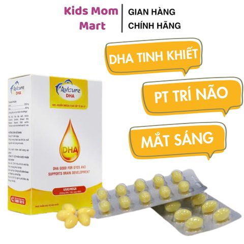 DHA Avisure Cho Bà Bầu - Viên Uống Phát Triển Trí Não và Thị Giác Em Bé, Hộp 30/60V, Công Nghệ Na Uy, Tinh Khiết Cao Cấp