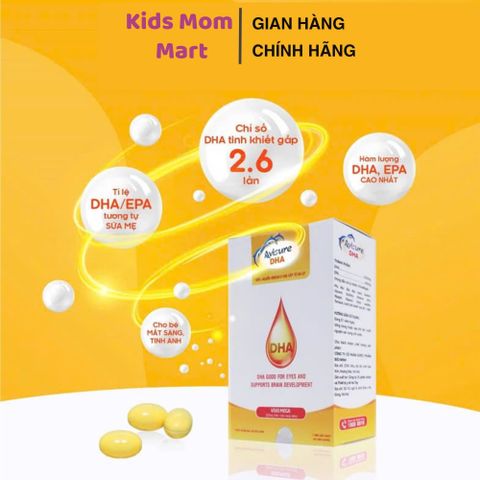 DHA Avisure Cho Bà Bầu - Viên Uống Phát Triển Trí Não và Thị Giác Em Bé, Hộp 30/60V, Công Nghệ Na Uy, Tinh Khiết Cao Cấp