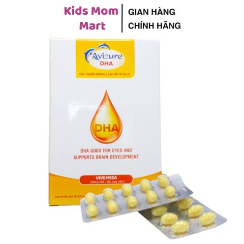 DHA Avisure Cho Bà Bầu - Viên Uống Phát Triển Trí Não và Thị Giác Em Bé, Hộp 30/60V, Công Nghệ Na Uy, Tinh Khiết Cao Cấp