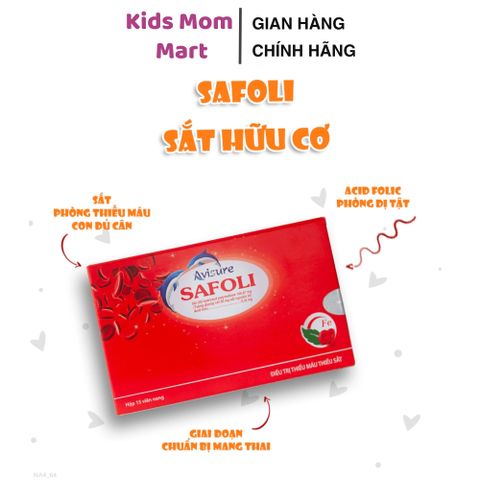 Viên Bổ Sung Sắt và Acid Folic Cho Bà Bầu Safoli Avisure - Dinh Dưỡng Thiết Yếu Giúp Mẹ Khỏe Mạnh và Thai Nhi Phát Triển Tốt
