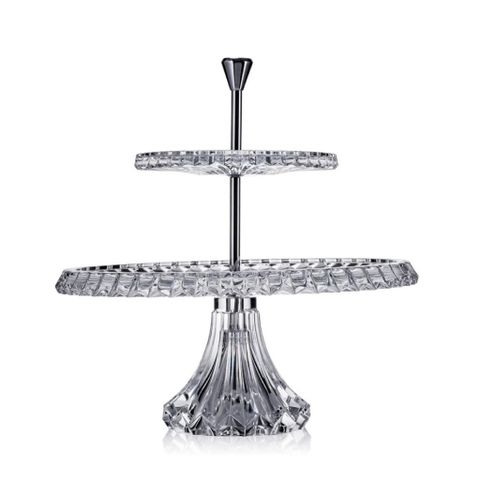 Đĩa Pha Lê 2 Tầng Rogaska Crown Jewel 34cm Trong Suốt - Trang Trí Nhà Sáng Sang, Quà Tặng Độc Đáo cho Bạn Bè và Người Thân