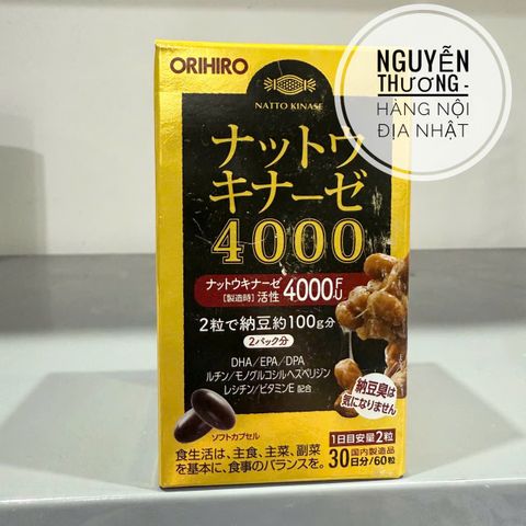 Viên Uống Hỗ Trợ Phòng Đột Quỵ Nattokinase 4000FU Nhật Bản - Sản Phẩm Sức Khỏe Tim Mạch Orihiro 60 Viên