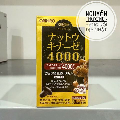 Viên Uống Hỗ Trợ Phòng Đột Quỵ Nattokinase 4000FU Nhật Bản - Sản Phẩm Sức Khỏe Tim Mạch Orihiro 60 Viên