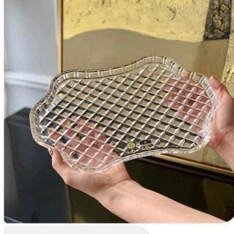 Đĩa Pha Lê Bohemia Crystal Khắc 30.5cm - Đồ Trang Trí Bàn Phòng Khách, Quà Tặng Sang Trọng