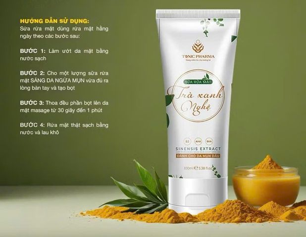 Sữa Rửa Mặt Trà Xanh Nghệ dành cho da Dầu mụn 50g