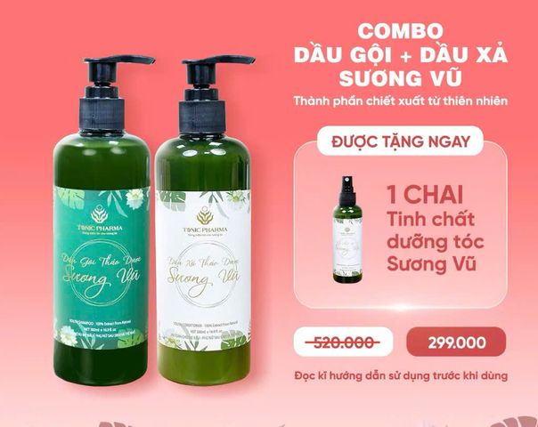 Combo Dầu Gội Xả Sương Vũ 300ml + Tinh Chất Dưỡng Tóc 100ml - An Toàn, Chiết Xuất Tự Nhiên, Dưỡng Ẩm Cho Tóc Khỏe Mạnh
