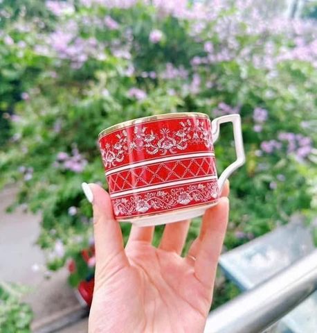 Bộ 6 Tách Trà Sang Trọng UK TEMPI - Kèm 6 Đĩa và 2 Thìa Vàng, Thiết Kế Đẳng Cấp Phù Hợp Mọi Không Gian