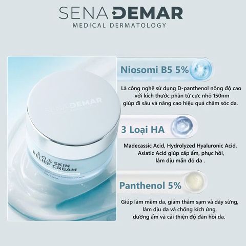 Kem Dưỡng SenaDerma S.O.S Skin Relief Cream 50ml - Phục hồi Cấp ẩm và Dưỡng Trắng Da, Phù hợp với Da Nhạy Cảm