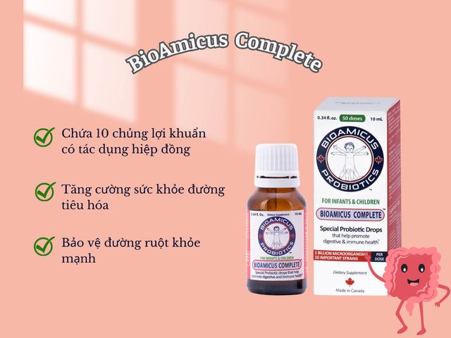 Men hỗ trợ tiêu hóa 10 chủng Bioamicus hàng chính hãng lọ 10ml