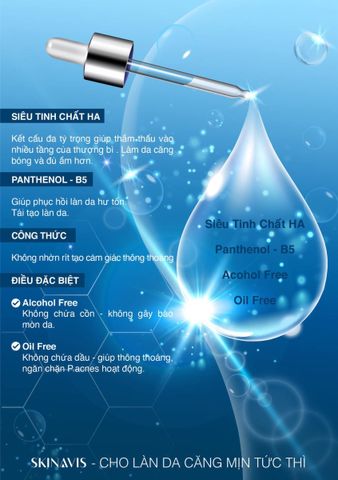 Serum Skinavis Hyaluronic Acid B5 & Niacinamide Dưỡng Ẩm, Phục Hồi Da - Công Thức Chuyên Sâu Cho Da Khô và Nhạy Cảm