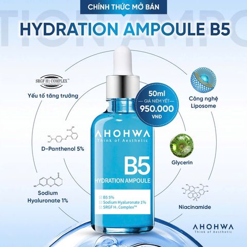 Serum Ahohwa Hydration Ampoule B5 50ml - Cấp Ẩm và Phục Hồi Da, Chăm Sóc Da Hàn Quốc, Giúp Da Mềm Mại và Khỏe Mạnh