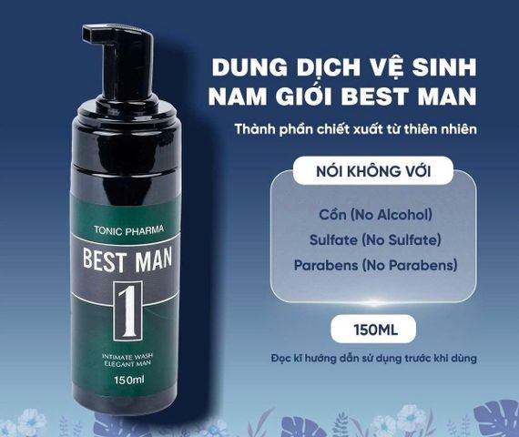 Dung Dịch Vệ Sinh Nam BEST MAN 150ml - Gel Rửa Sạch Khu Vực Nhạy Cảm, Hương Thơm Nam Tính, Dưỡng Ẩm Da
