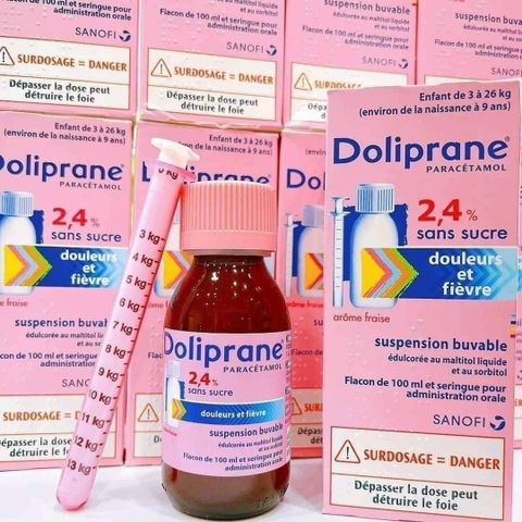 Siro hạ sốt Doliprane - Pháp 100ml cho bé từ 3-26kg hàng mới về